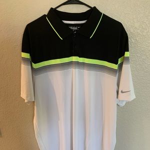 Nike golf Dri Fit black and volt stripe EUC! Look!